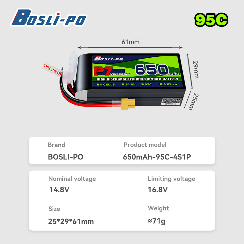 Boslipo P7 Version 650mAh 95C  - đánh giá và giá Drone Racing Battery